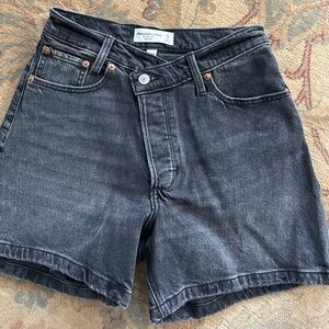 Abercrombie & Fitch Charcoal Black Mid-Rise Denim Shorts